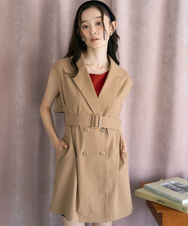 earth music&ecology ショートジレンチ Beige