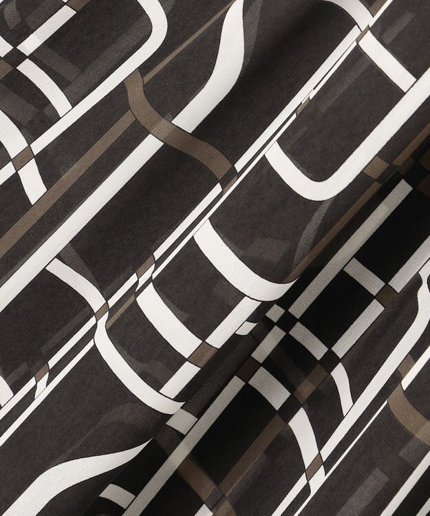 自由区 S ジオメトリックレトロプリント ワンピース グレーベース