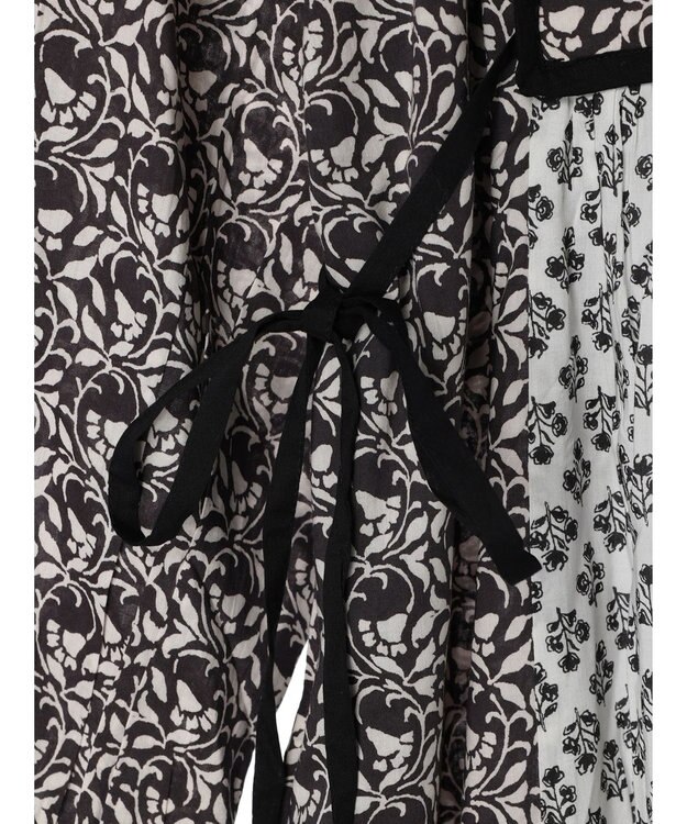 CRAFT STANDARD BOUTIQUE インド綿混エスニック切替ワンピース Charcoal Gray