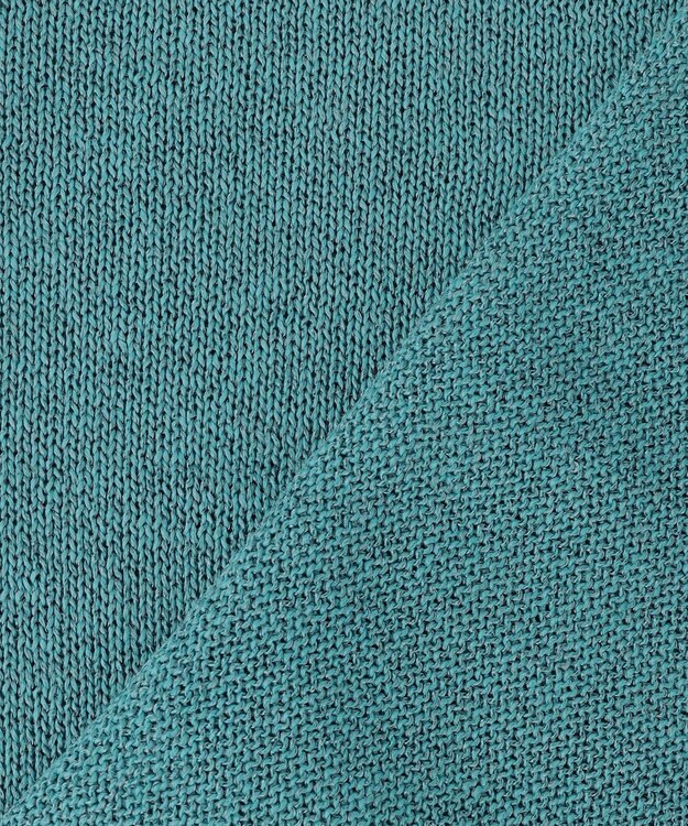 自由区 L ペーパーコットンスクエアネックニット プルオーバー ターコイズ