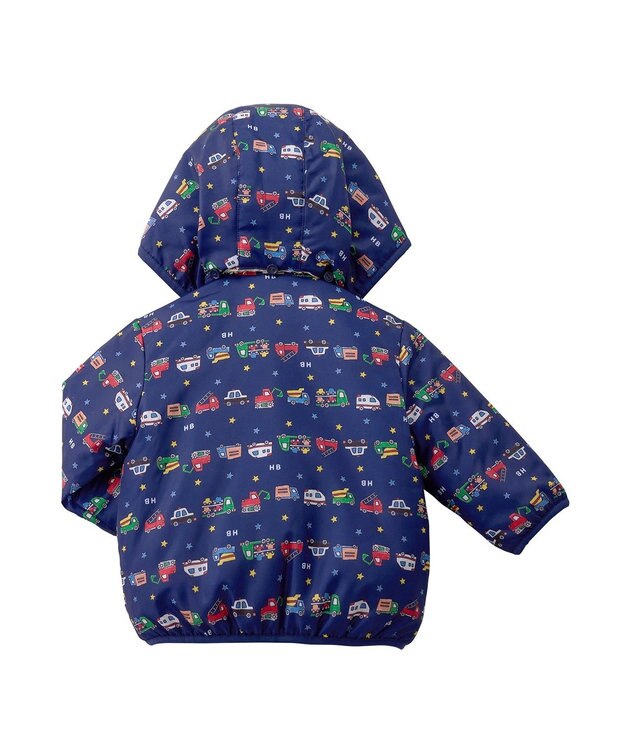 MIKI HOUSE HOT BISCUITS 【80-120cm】 裏ボアフリース リバーシブル総柄ジャンパー 紺