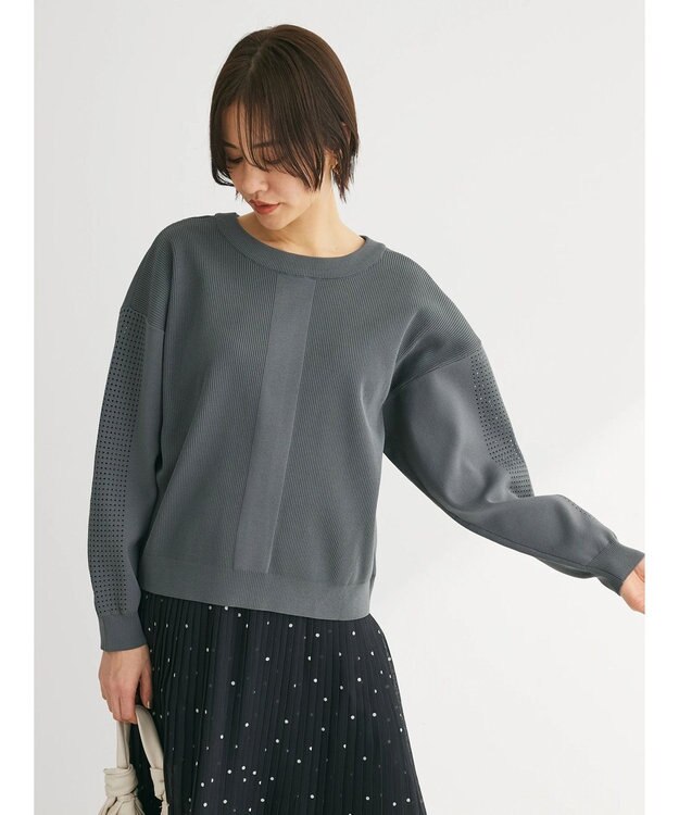 Green Parks ・ｆｕｒｒｙ　ｒａｔｅ　２ｗａｙかる~いニットカーデ Charcoal Gray