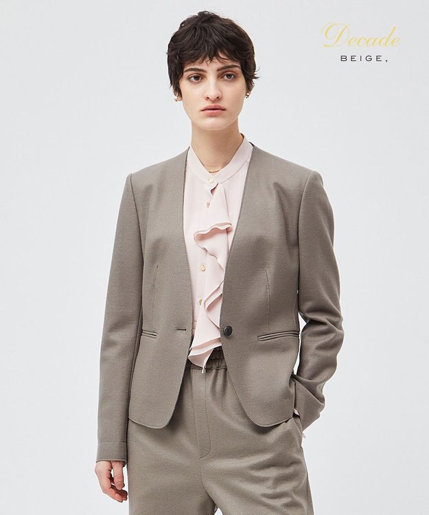 BEIGE， CORBY / ノーカラージャケット Taupe