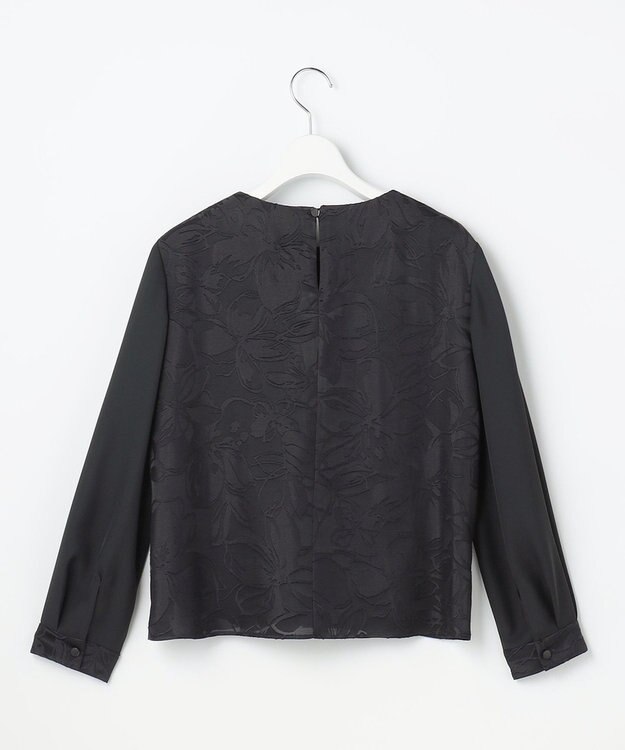 自由区 L 【カタログ掲載・セットアップ対応】フラワーオパールプリントブロッキング ブラウス ネイビー