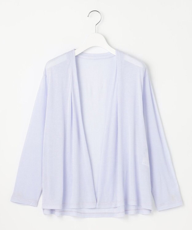 J.PRESS LADIES L 【洗える】ミラノ風天竺シアー カーディガン ライトサックス系