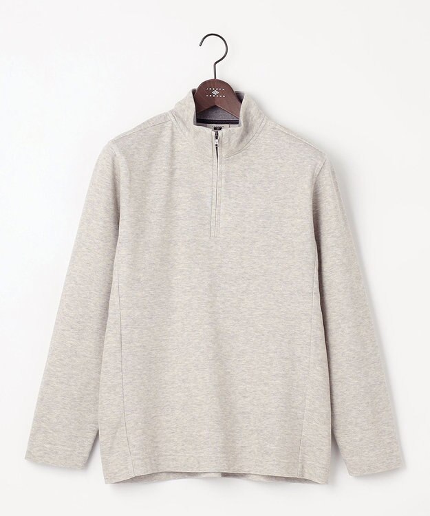 JOSEPH ABBOUD 【快適な着心地・イージーケア】カノコダブルフェイス ハイネック ZIP プルオーバー ライトグレー系