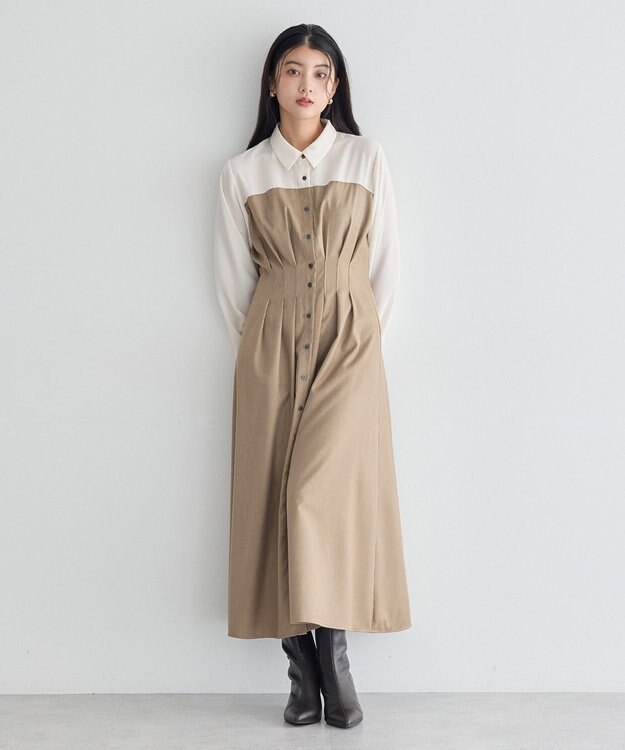 YECCA VECCA ベアドッキングワンピース Beige