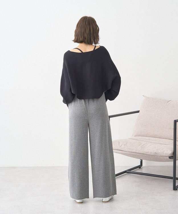 earth music&ecology センターシームタックスウェットパンツ Charcoal Gray