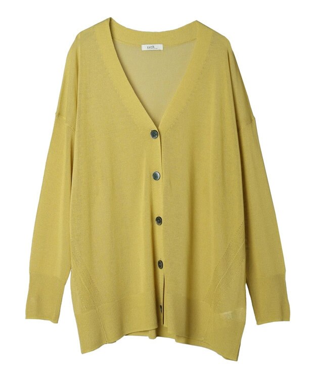 earth music&ecology シアーＢＩＧカーディガン Yellow