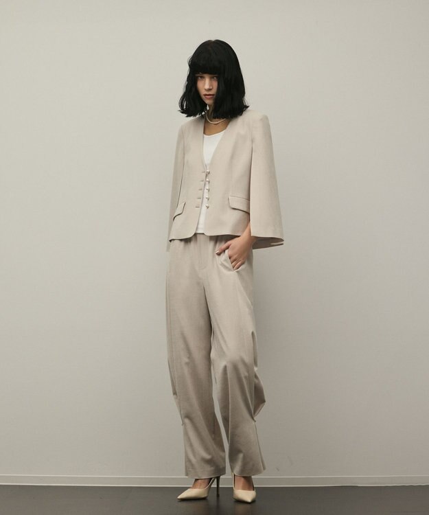 GRACE CONTINENTAL トリアセケープスリーブジャケット ベージュ