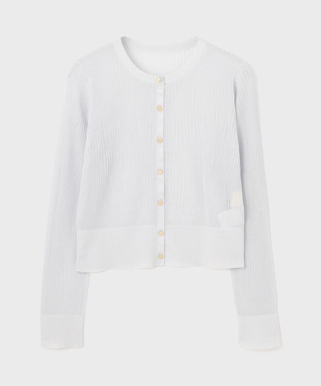 GRACE CONTINENTAL ラメリブシアーニットカーディガン ホワイト