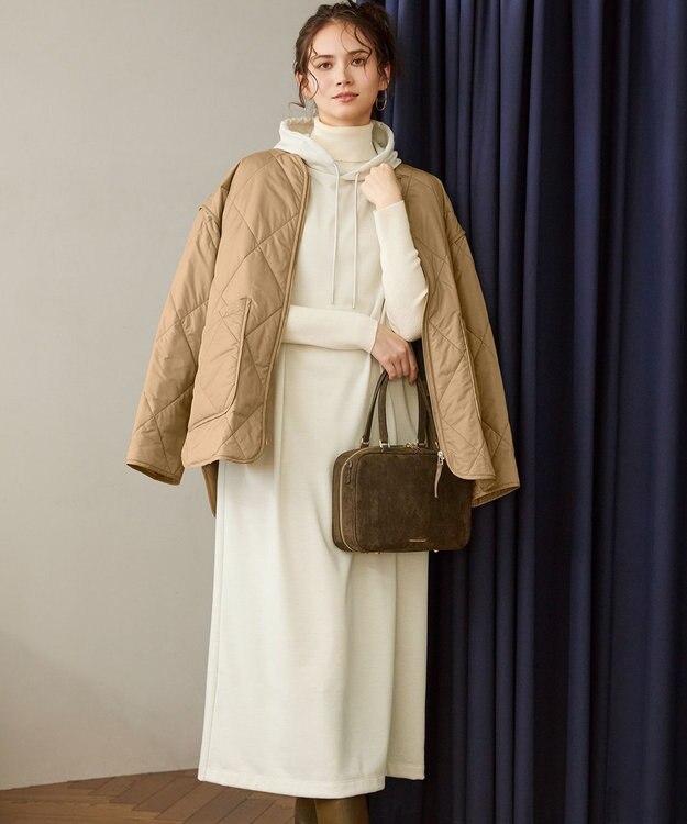 23区 L 【SLOW/一部店舗限定】コットンライクテリー フーディー ワンピース ベージュ系