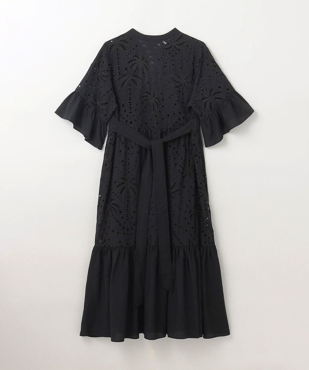 GRACE CONTINENTAL ヤシ柄カットワークワンピース ブラック