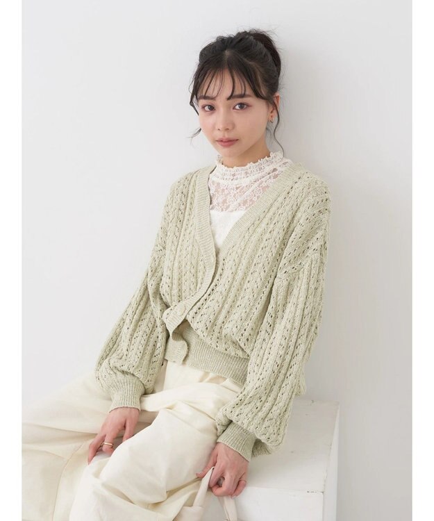 earth music&ecology スラブヤーンスカシカーディガン Mint