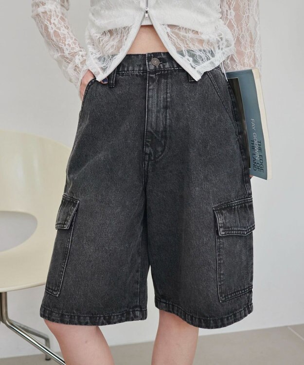 WEGO ヴィンテージウォッシュカーゴハーフパンツ ブラックその他