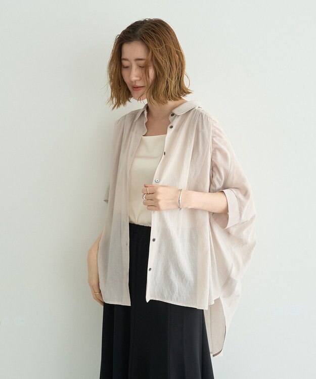 YECCA VECCA 【ドライタッチ】シアーバックギャザーシャツ Light Beige