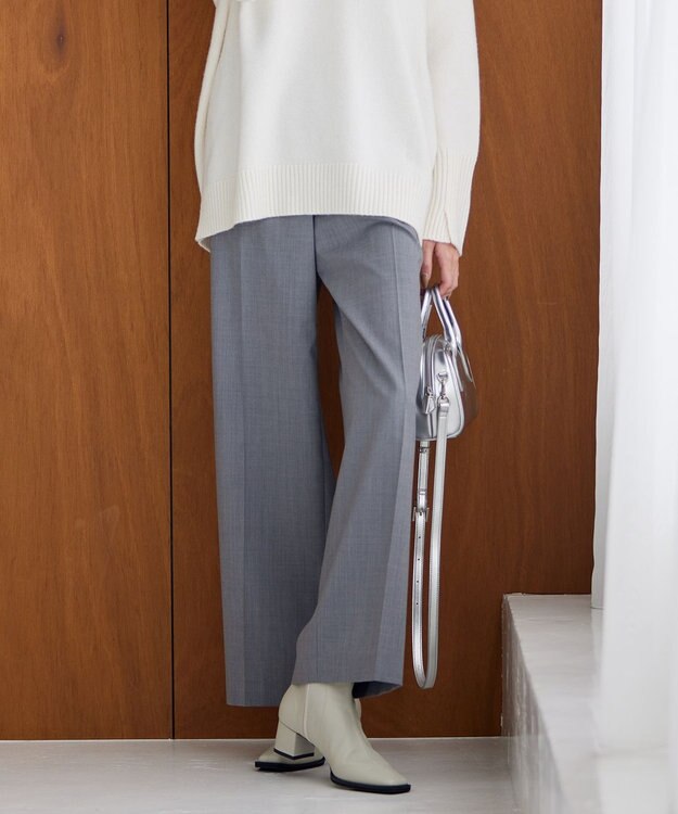 ICB 【洗える】 TWブロード ワイドストレートパンツ ライトグレー系