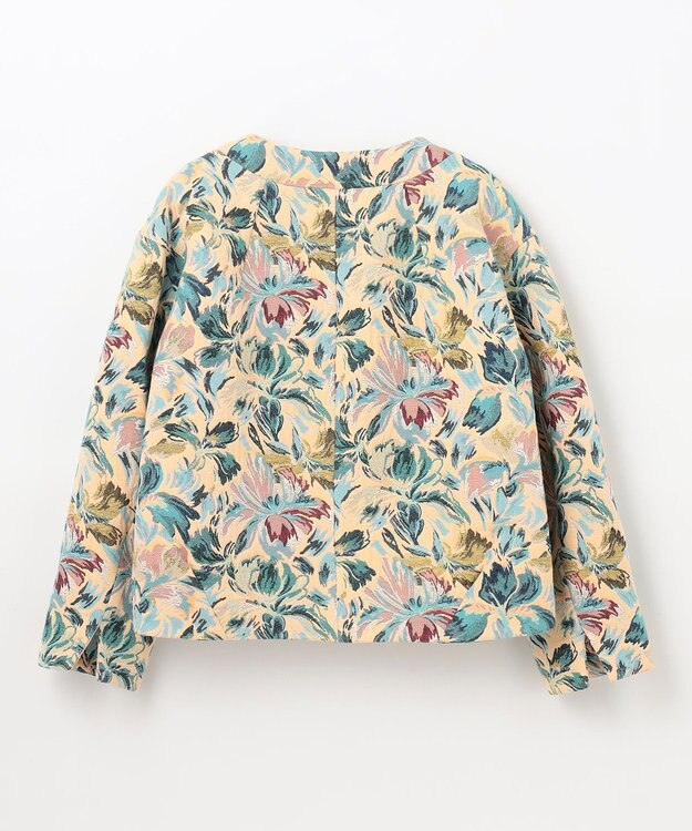 GRACE CONTINENTAL フラワージャガードノーカラージャケット イエロー