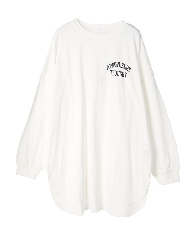 Green Parks ワンポイントカレッジロゴ裾ラウンドチュニック Off White