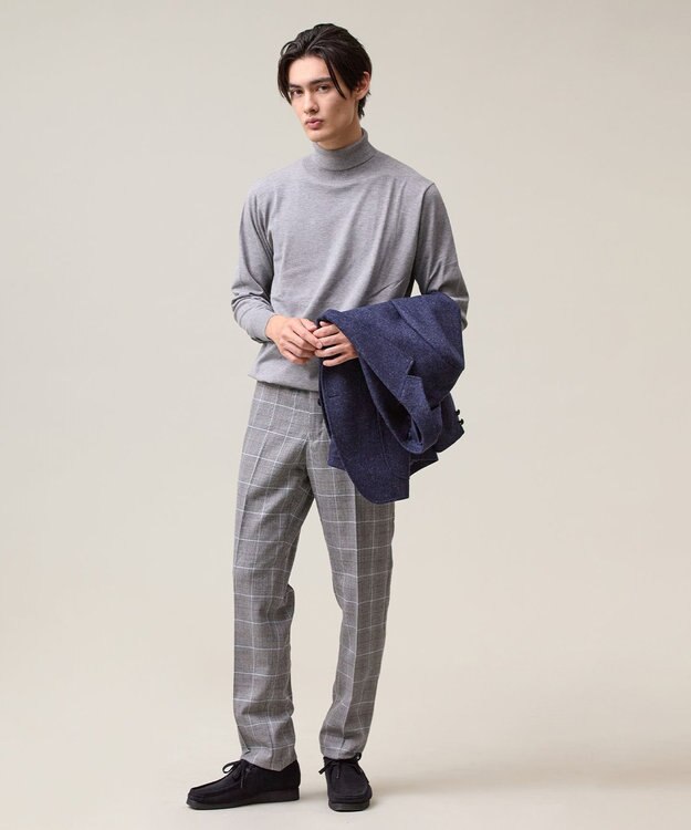 J.PRESS MEN 【ストレッチ / 洗える】トリートメントウールアメリカンチェック スラックス ブラック系4