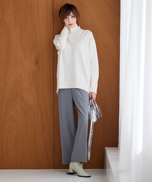 ICB 【洗える】 TWブロード ワイドストレートパンツ ライトグレー系