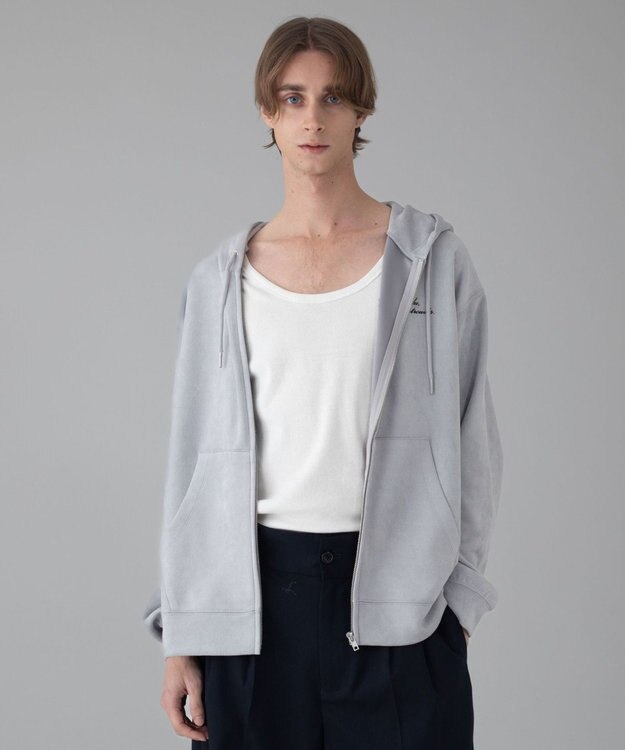 WEGO 【ユニセックス着用ITEM/MLサイズ展開】フェイクスウェードZIPパーカー ライトグレー