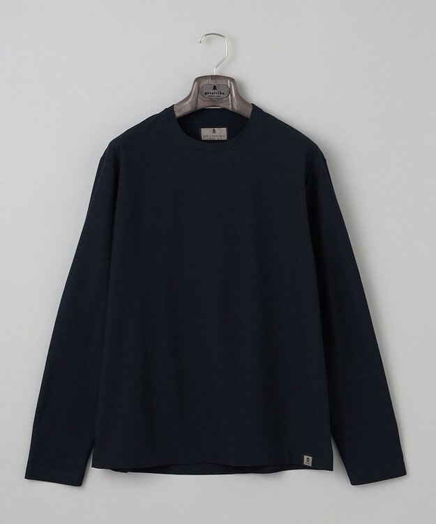 GOTAIRIKU ジャケットのインナーに最適【WEB&一部店舗限定】キレイ目 鹿の子 ビズ長袖Tシャツ ネイビー系