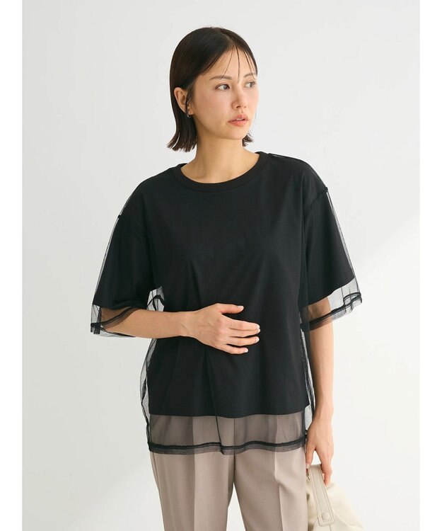 Green Parks BEST PRICE チュールレイヤードプルオーバー Black