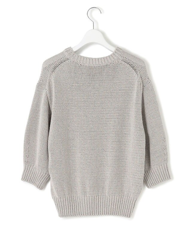 23区 S 【洗える】ルレックスバルキー5分袖 ラメ ニット ライトグレー系