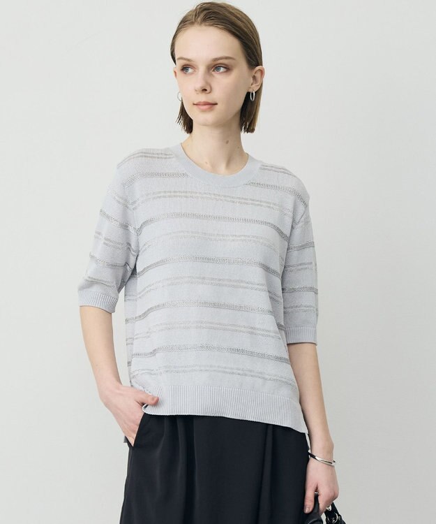 ICB L ルレックスパターン ニットプルオーバー シルバー