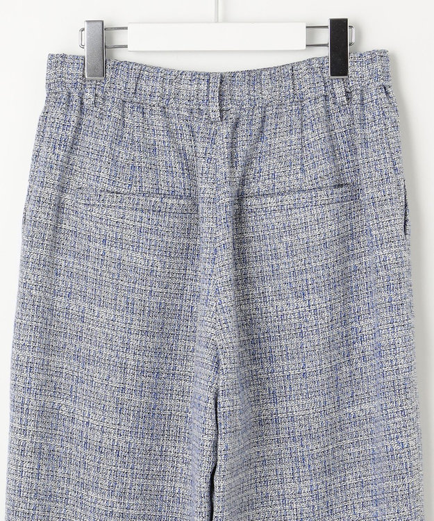 自由区 【セットアップ対応・洗える】ライトミックスツイードワイドストレート パンツ ライトブルー