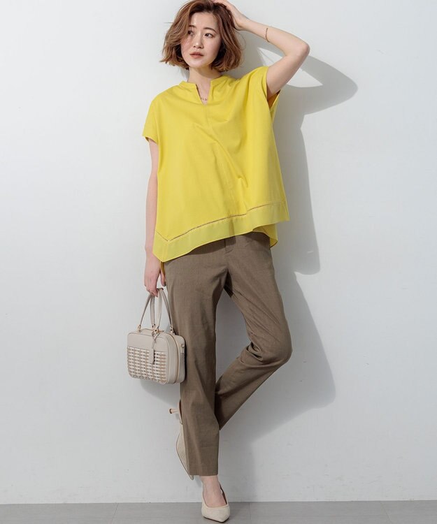 23区 【CanCam掲載】リネンレーヨンストレッチ テーパード パンツ モカ系