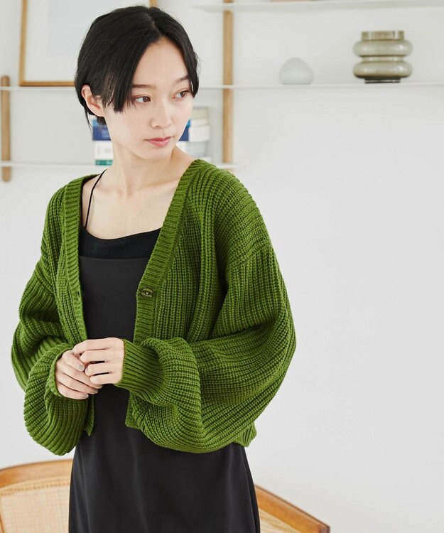 WEGO Vネックカラーカーディガン グリーン