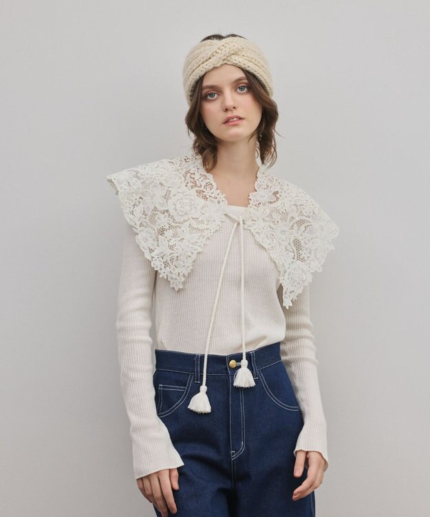 GRACE CONTINENTAL タッセル付レースカラー キナリ