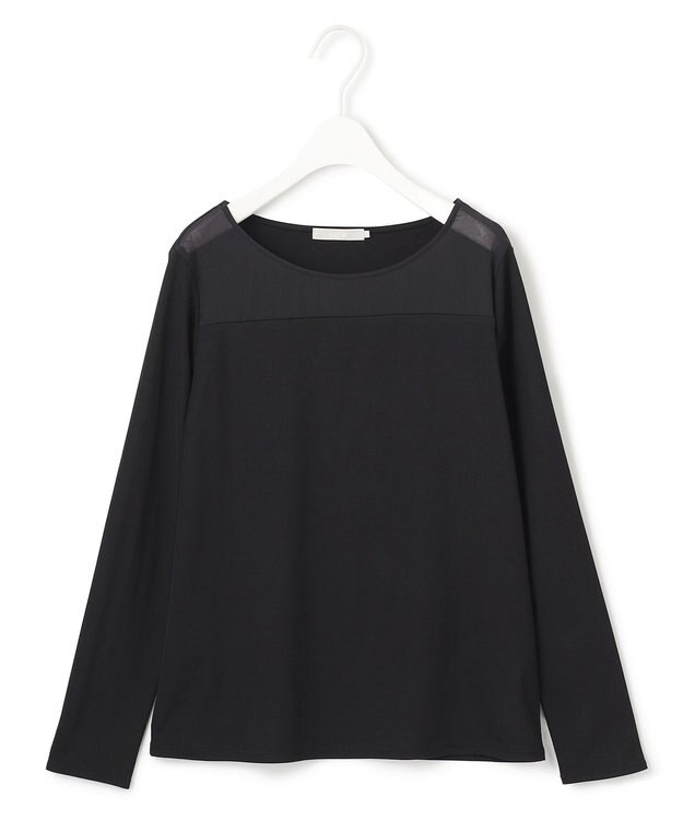 ICB L 【洗える】 PlaXフィラメントジャージー シアーコンビカットソー ブラック系