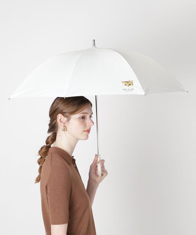 MOONBAT 【 遮光率100％/遮熱/UV】PAUL&JOE ACCESSOIRES(ポール&ジョー) 晴雨兼用日傘 ヌネット ネコ 長傘 ホワイト