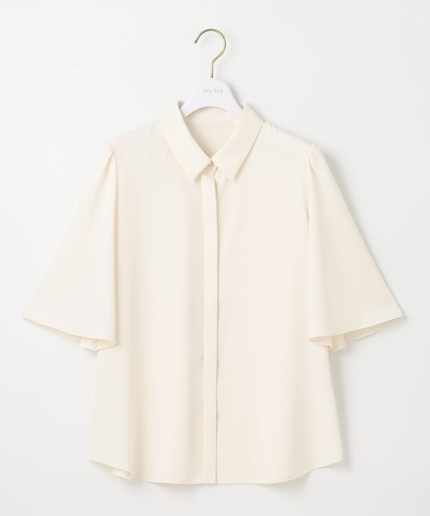 ANY SIS 【洗える】トロミシャツカラー ブラウス アイボリー