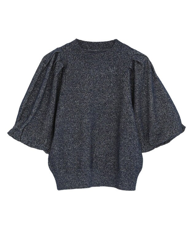 earth music&ecology ラメモールパフスリニットプルオーバー Navy