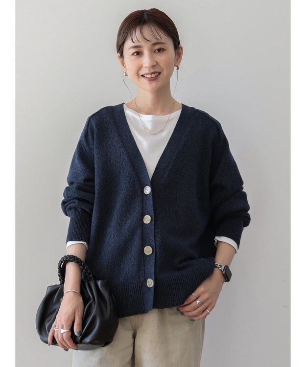 AMERICAN HOLIC ＭＩＸＶネックニットカーディガン Navy