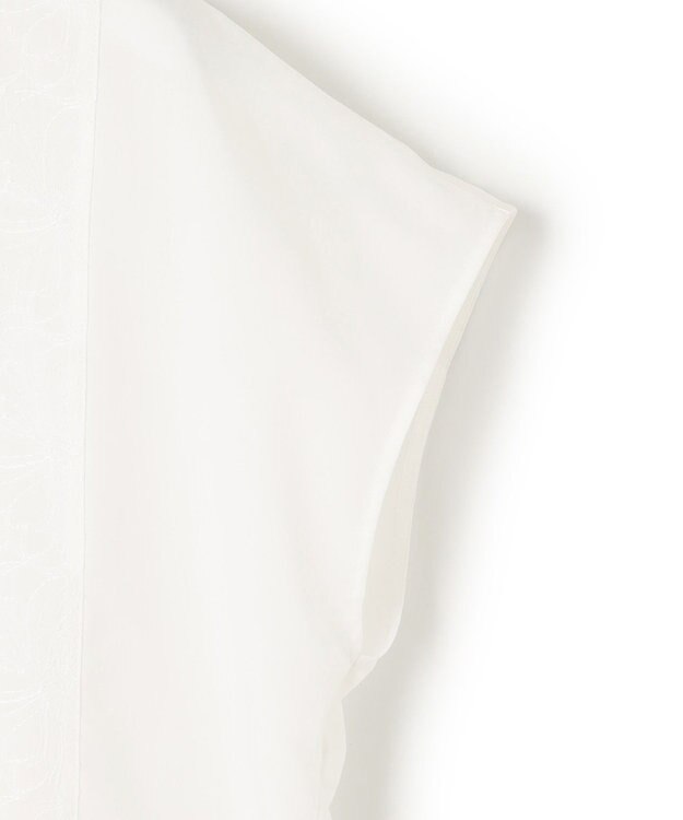 23区 L 【洗える】エンブロイダリー コンビ ブラウス ホワイト系