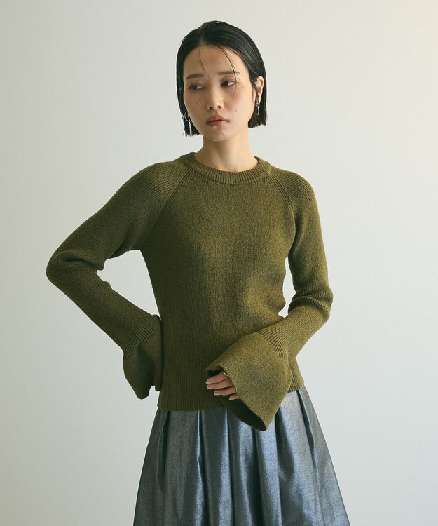 Green Parks armonia．袖フレアニットプルオーバー Khaki