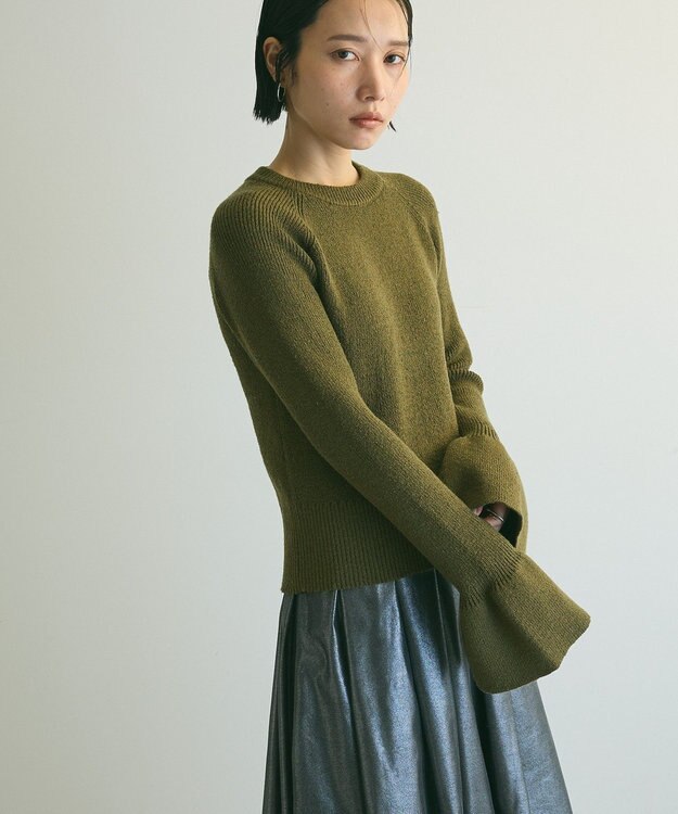 Green Parks armonia．袖フレアニットプルオーバー Khaki