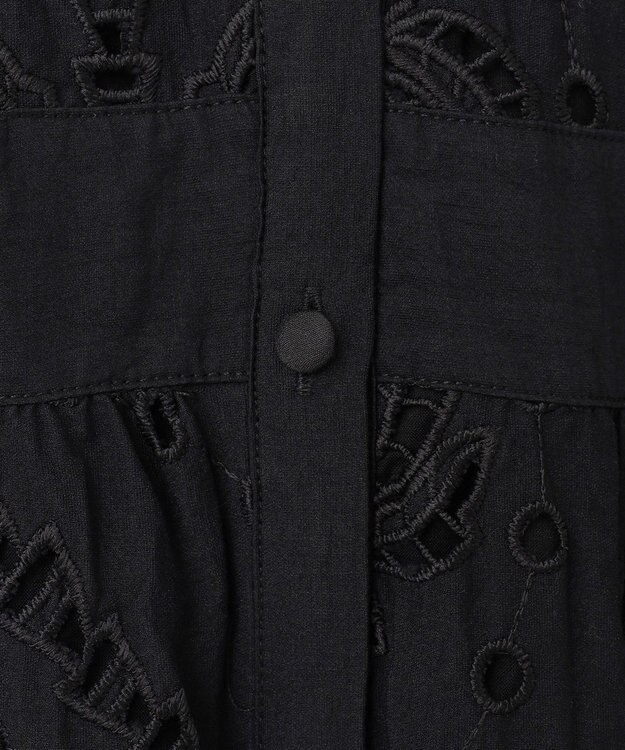 GRACE CONTINENTAL ヤシ柄カットワークワンピース ブラック