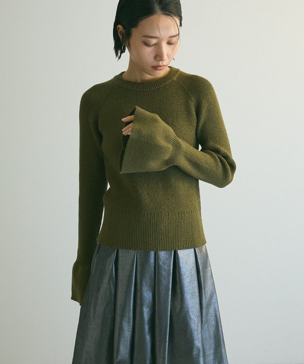 Green Parks armonia．袖フレアニットプルオーバー Khaki