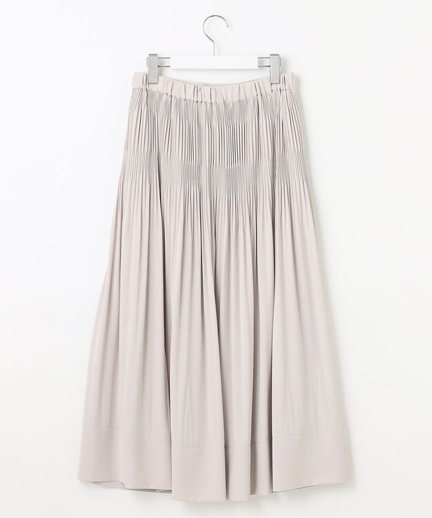 自由区 S 【セットアップ対応・洗える】ライトサテンプリーツ スカート ライトグレー系