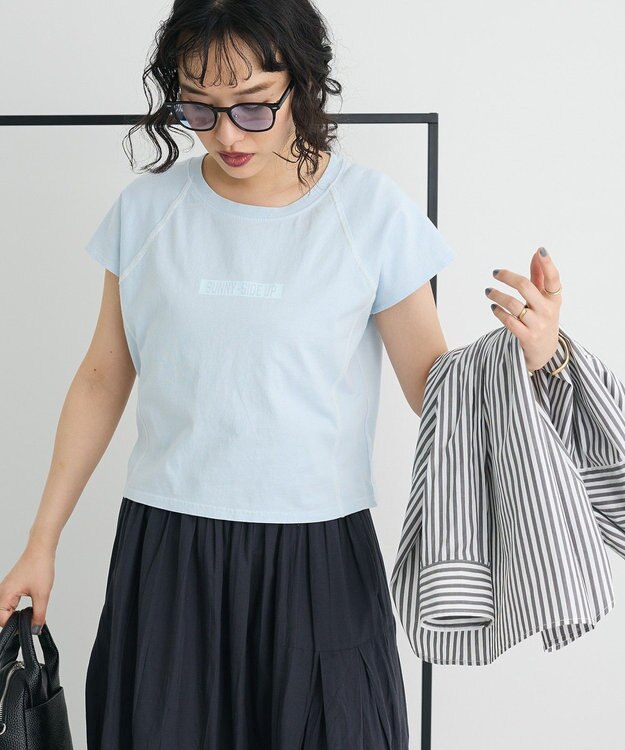 CRAFT STANDARD BOUTIQUE ヴィンテージ加工ロゴプリントノースリーブＰＯ Sax