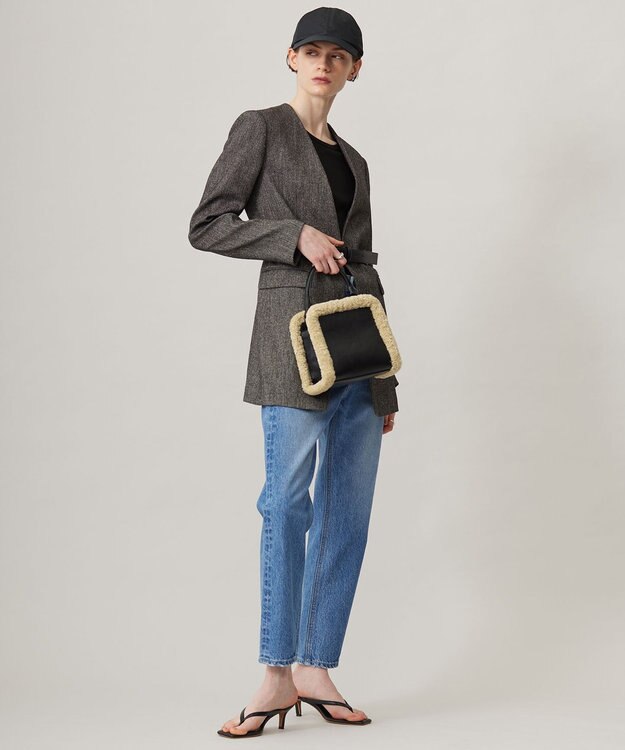 ICB ミックスヤーンツイード ノーカラージャケット グレー系7