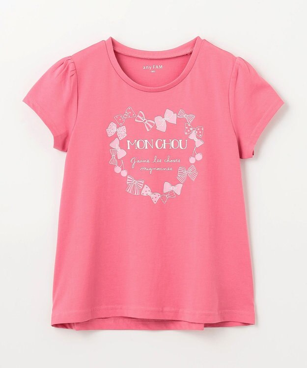 ANY KIDS 【WEB限定】7days プリント 半袖 Tシャツ ピンク×ハートロゴ