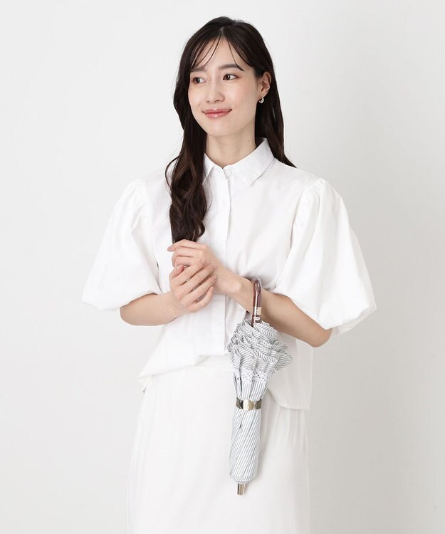 MOONBAT 【遮光/晴雨兼用日傘】POLO RALPH LAUREN(ポロ ラルフローレン) ストライプフリル 折りたたみ傘 楽折 遮熱 UV カーキー