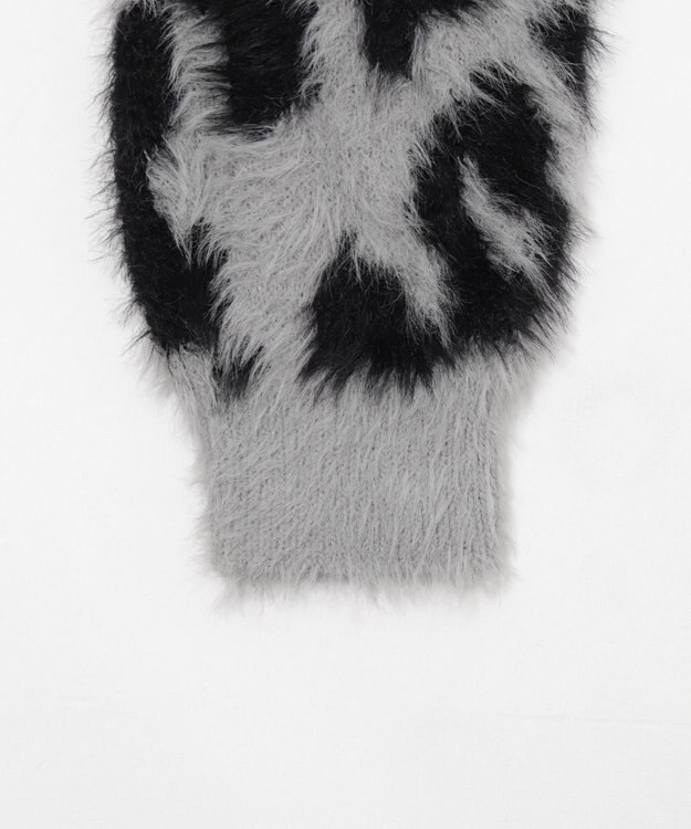 WEGO レオパードシャギーショートニット グレー